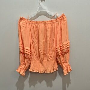 NWT RAMY BROOK Peach Off-Shoulder Women's Top
